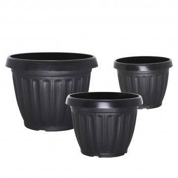 VASO GREGO REDONDO PMG PRETO - 2,2L/4L/9L - 3PÇS