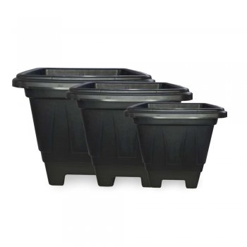 VASO QUADRADO PMG PRETO - 1,7/3,5/6,4L -3 PÇS