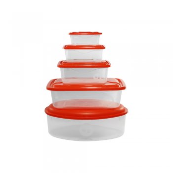 CONJ.5 PÇS: ORGANIZADORA OVAL 6L + CX.RETANGULAR 3,3L + 1 PMG RETANGULAR 300L/700/1,390ML