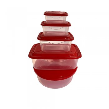 CONJ.5 PÇS: DOUBLE WALL RED. 4 L + CX.RETANGULAR 3,3L + 1 PMG RETANGULAR 300/700/1390ML