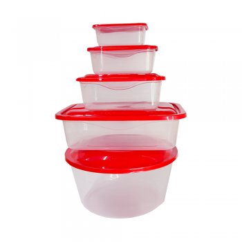 CJ.SALADEIRA RED 5,5L + CAIXA RET 3,3L C/ 1 PMG RET 300ML/ 700ML/ 1,4L   - 5PÇS